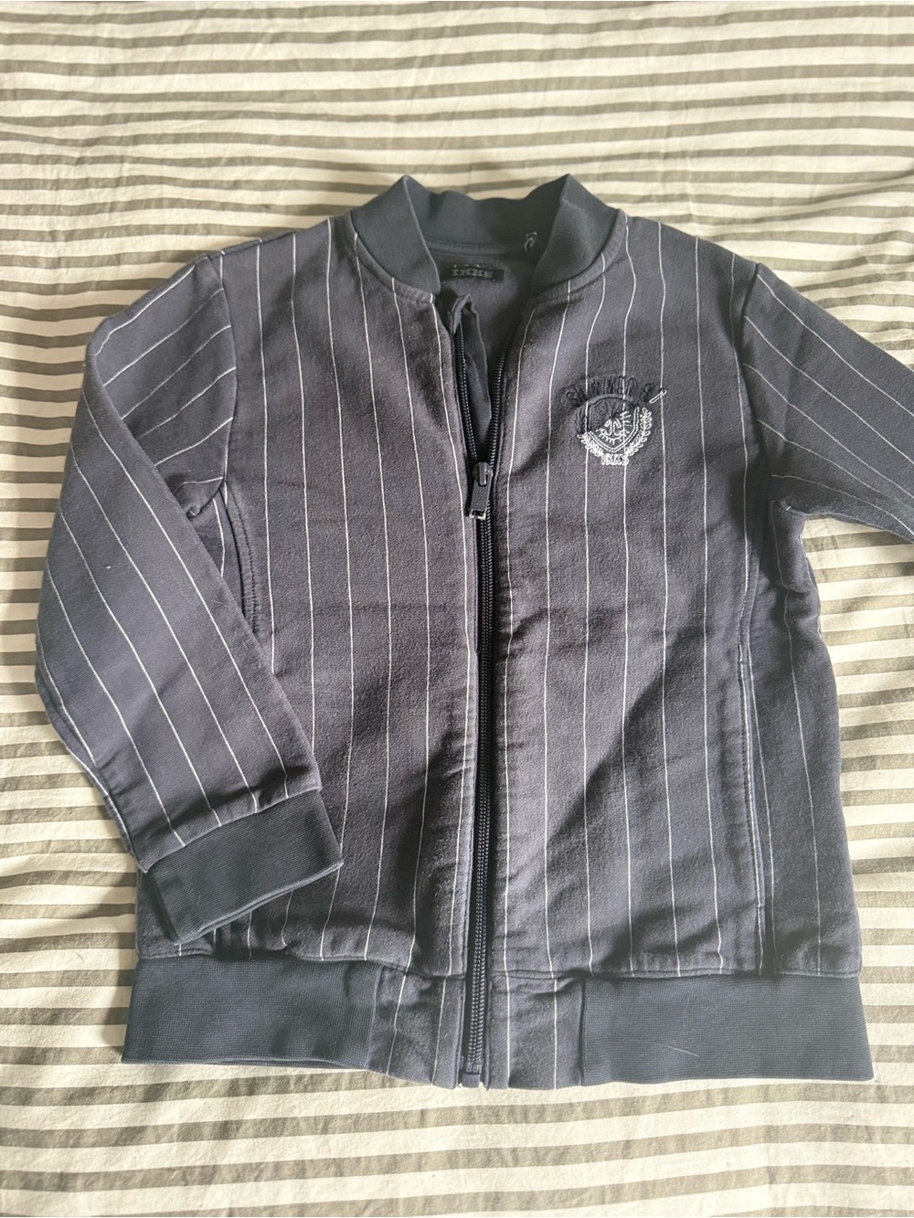 Ikks Navy Pinstripe Zip Jacket for Kids